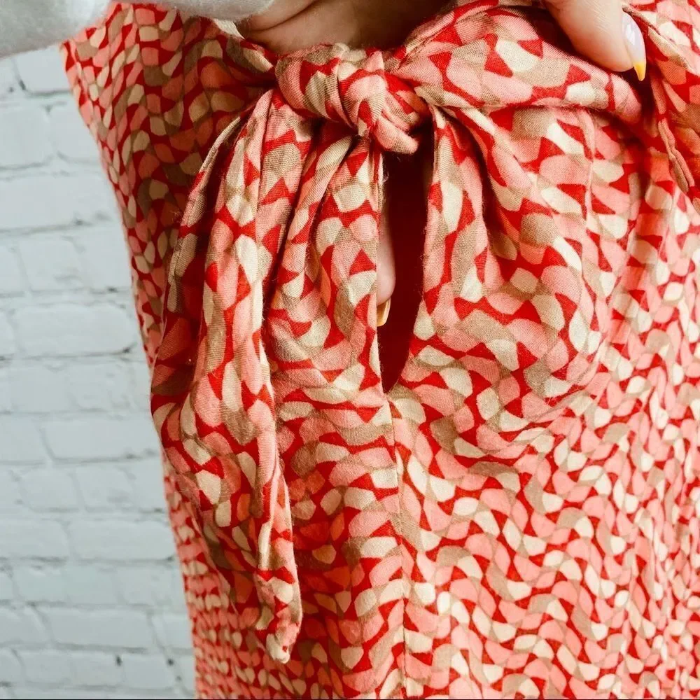 Anthropologie Maeve Bust Tie Coral Print Tank Top